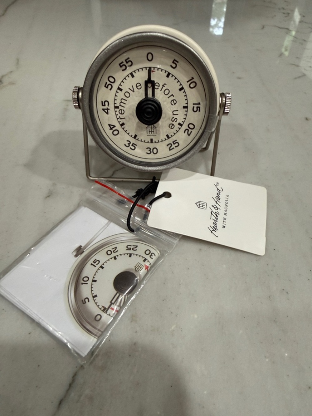 Hearth & Hand White and Silver Retro Mechanical Timer